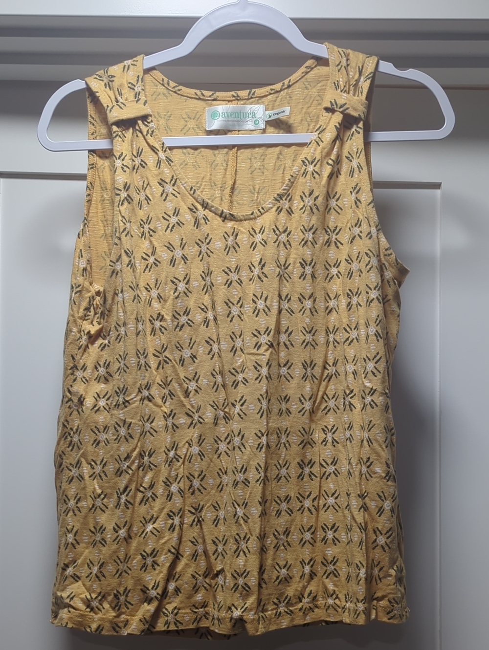 Aventura Organic Women's Mustard Yellow Eyelet-Pattern Tank Top